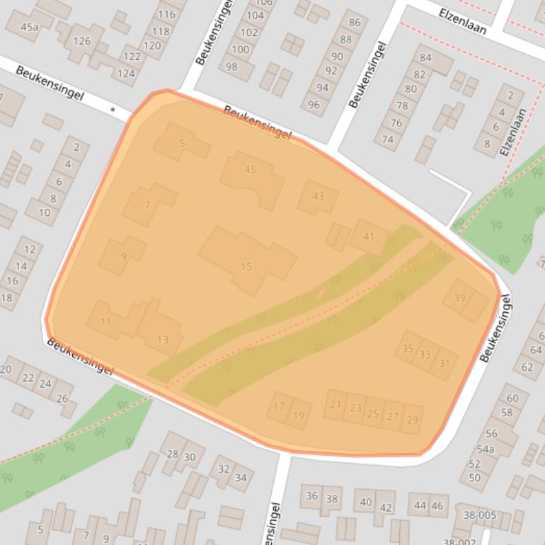 Kaart van postcodegebied 8102JA.