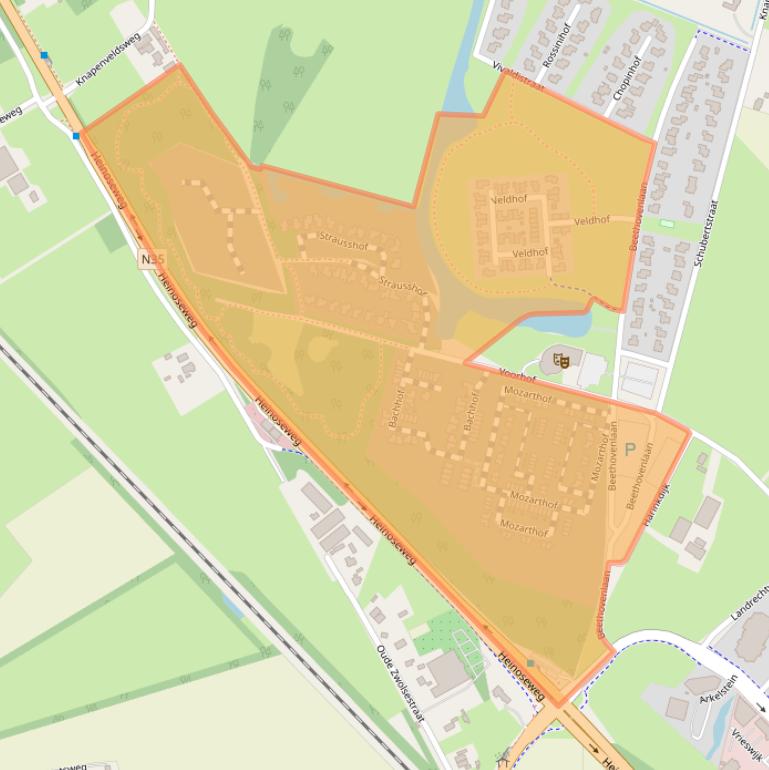 Kaart van postcodegebied 8102MG.