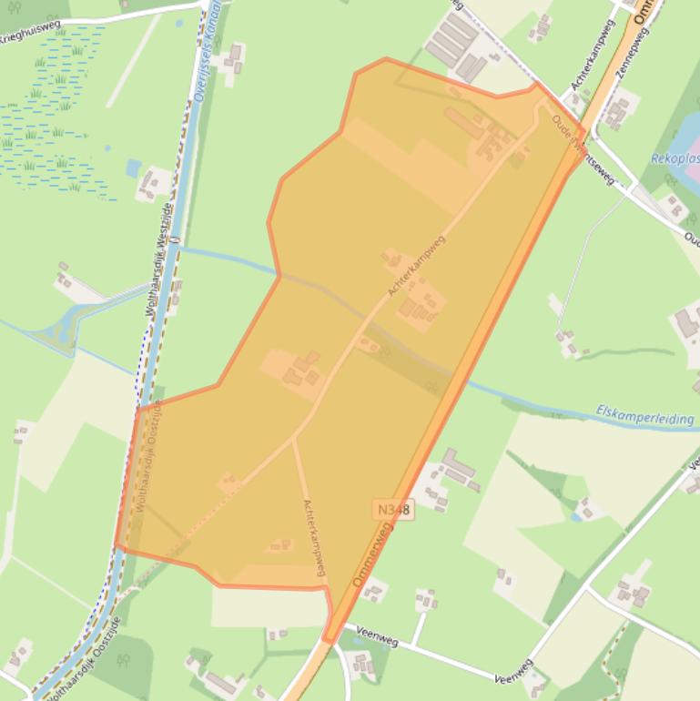 Kaart van postcodegebied 8102TA.