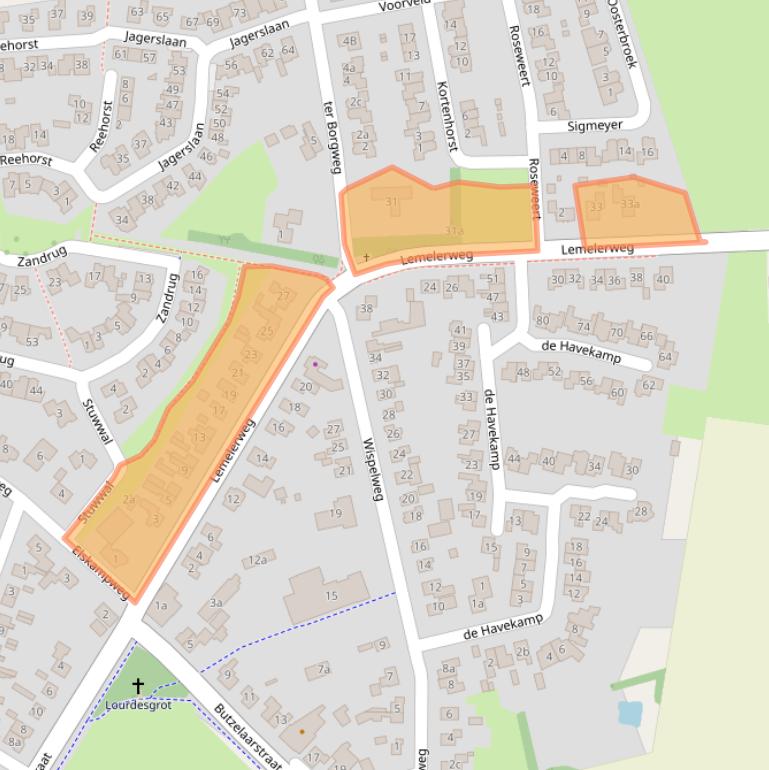 Kaart van postcodegebied 8105AC.