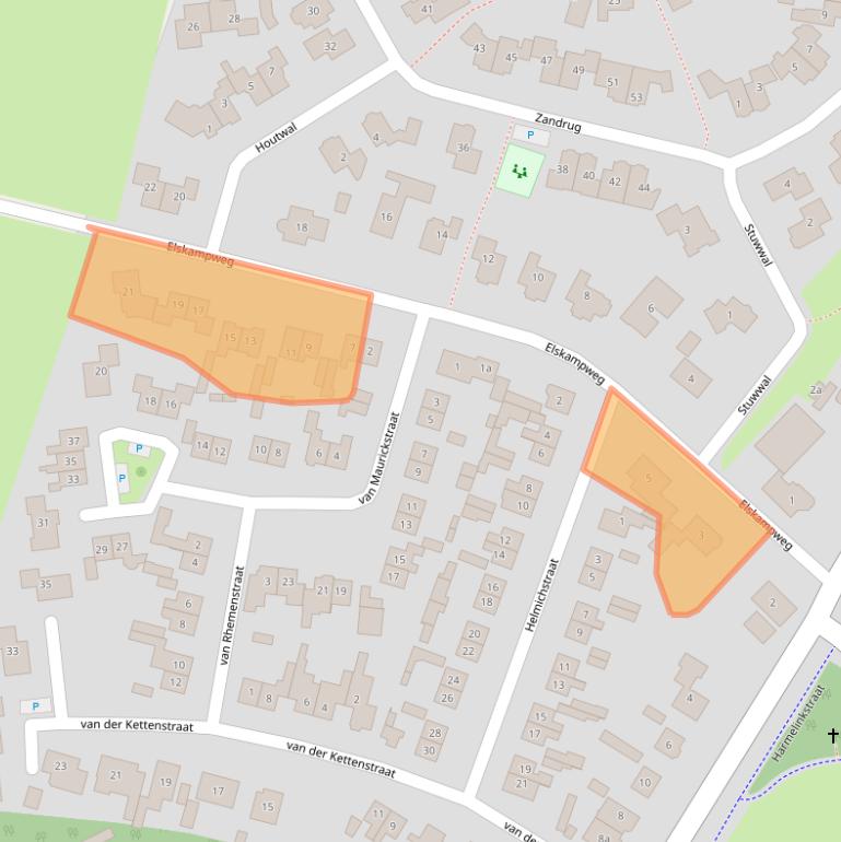 Kaart van postcodegebied 8105AJ.