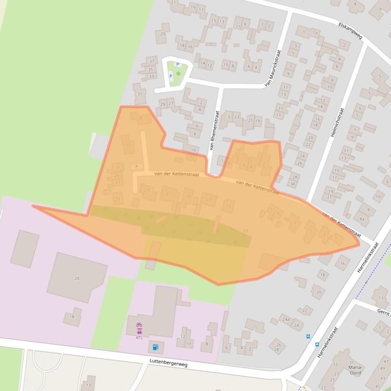 Kaart van postcodegebied 8105AK.