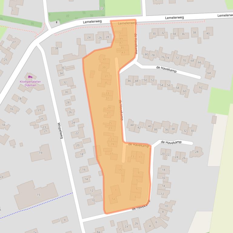 Kaart van postcodegebied 8105AZ.