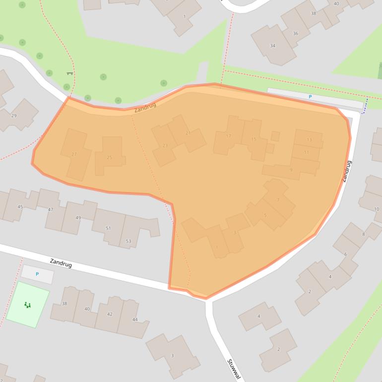 Kaart van postcodegebied 8105BJ.