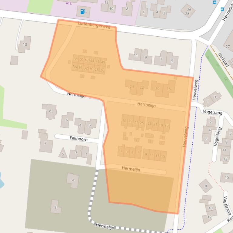 Kaart van postcodegebied 8105TA.