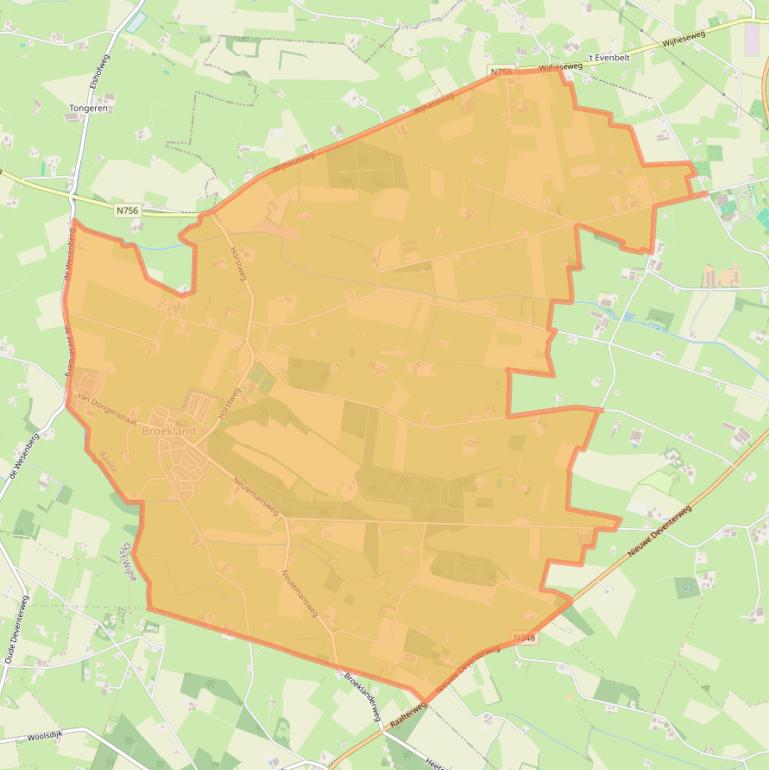 Kaartafbeelding, ingezoomd op postcodegebied 8107.
