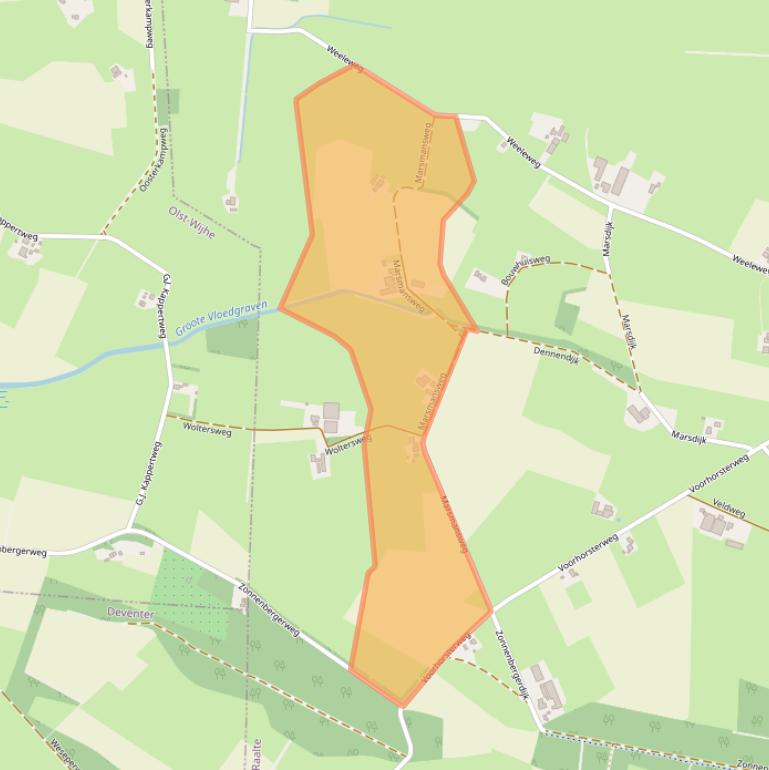 Kaart van postcodegebied 8111NZ.