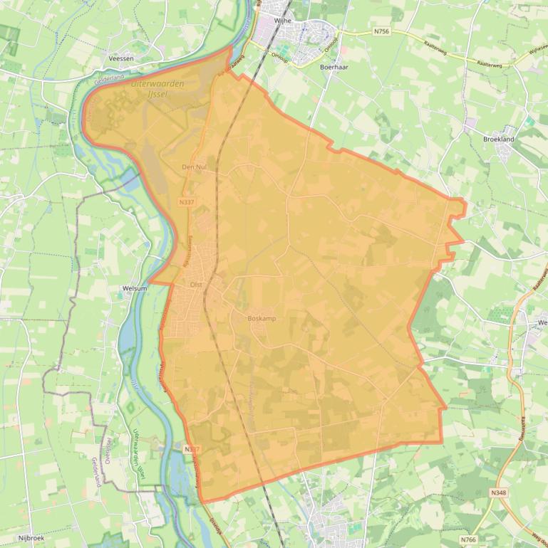 Kaart van postcodegebied 8121.