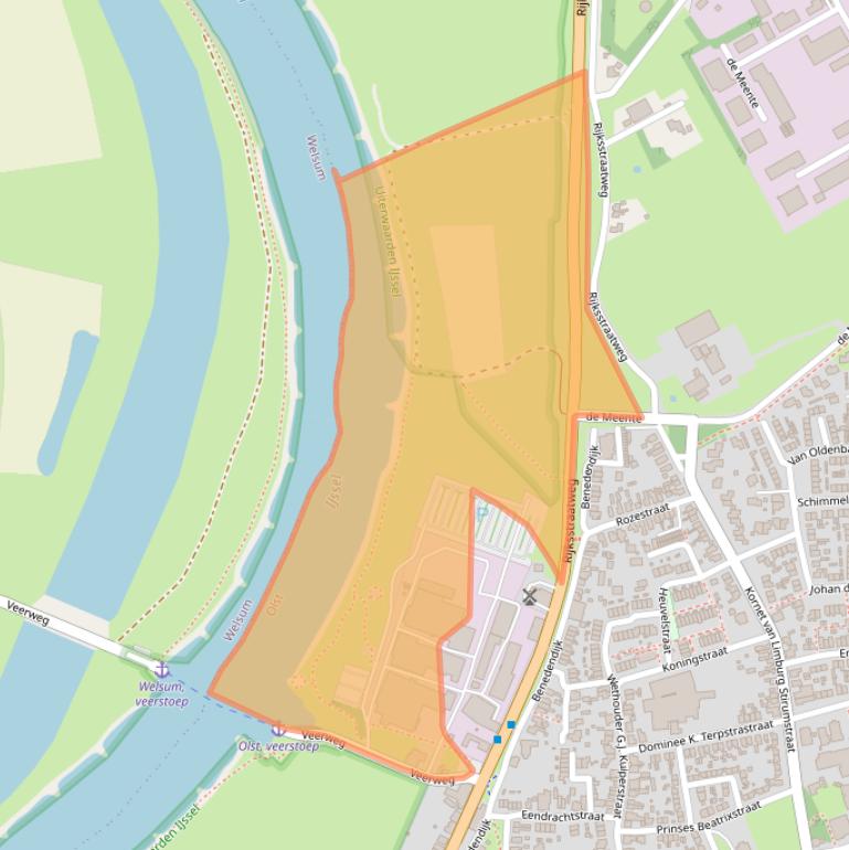 Kaart van postcodegebied 8121AA.