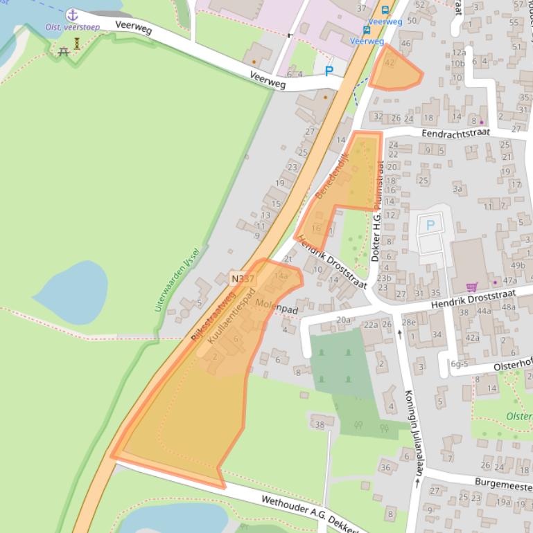 Kaart van postcodegebied 8121AD.