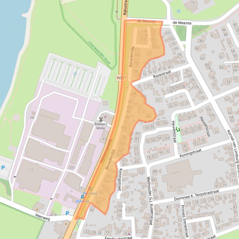 Kaart van postcodegebied 8121AE.