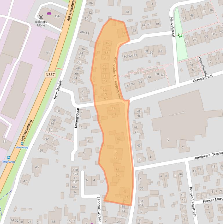 Kaart van postcodegebied 8121AL.