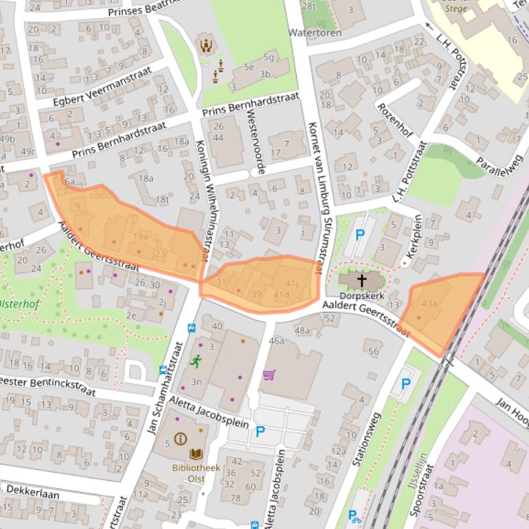 Kaart van postcodegebied 8121BK.