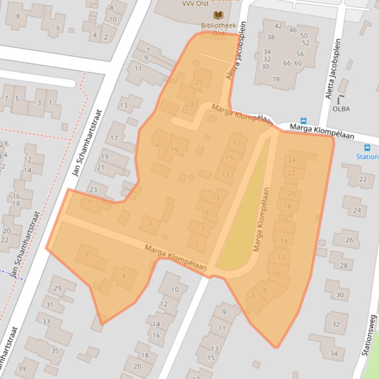 Kaart van postcodegebied 8121KJ.