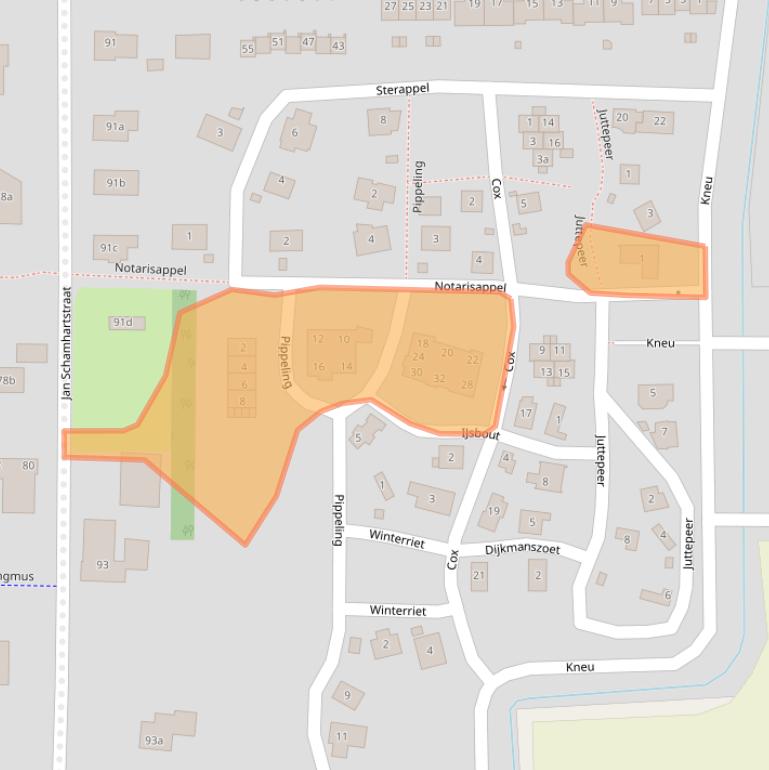 Kaart van postcodegebied 8121LB.