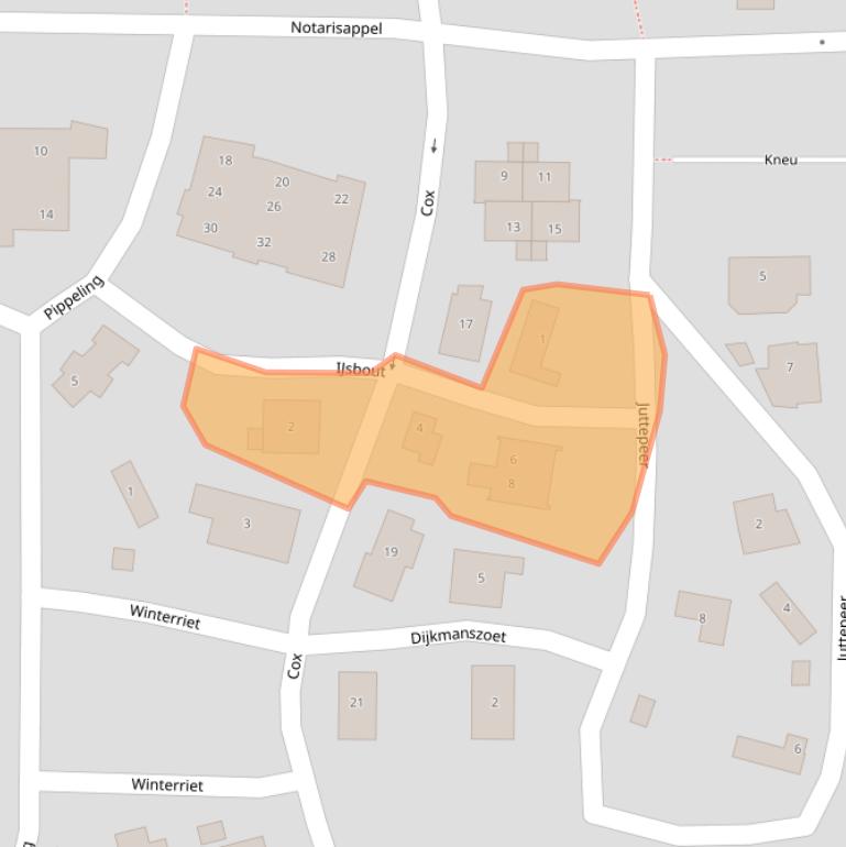 Kaart van postcodegebied 8121LE.