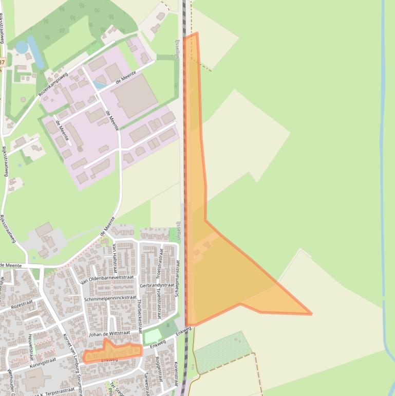 Kaart van postcodegebied 8121XE.