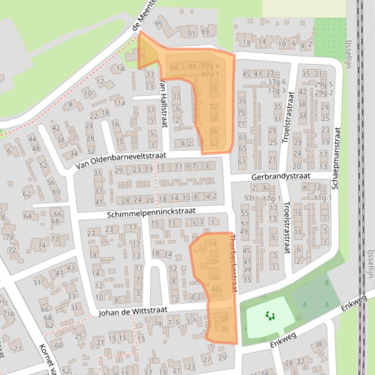 Kaart van postcodegebied 8121ZD.