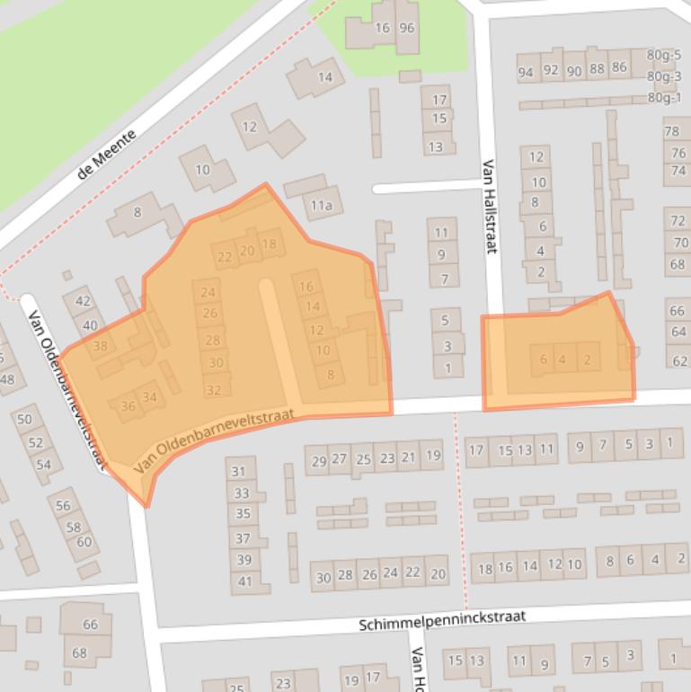 Kaart van postcodegebied 8121ZH.