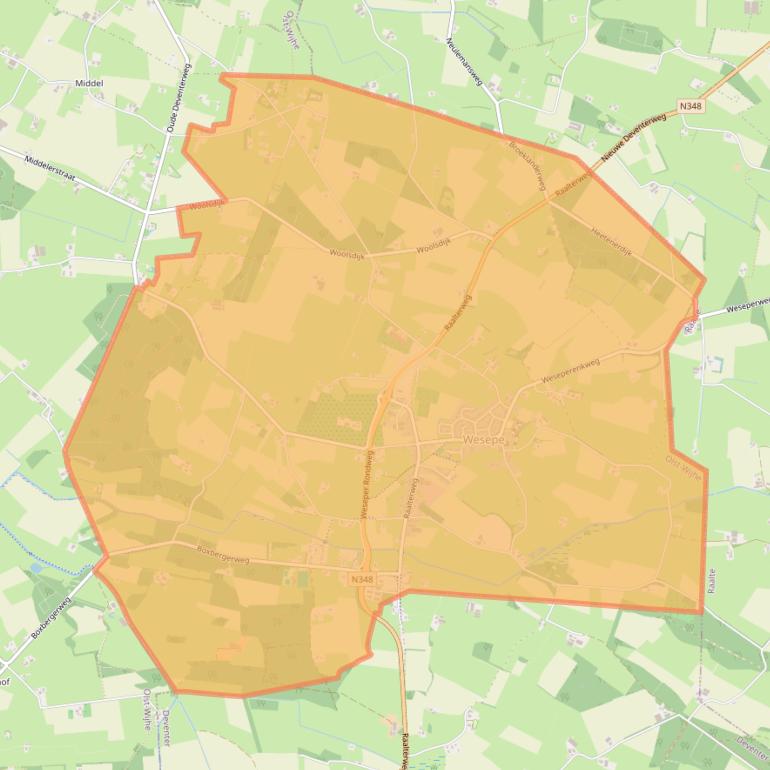 Kaart van postcodegebied 8124.