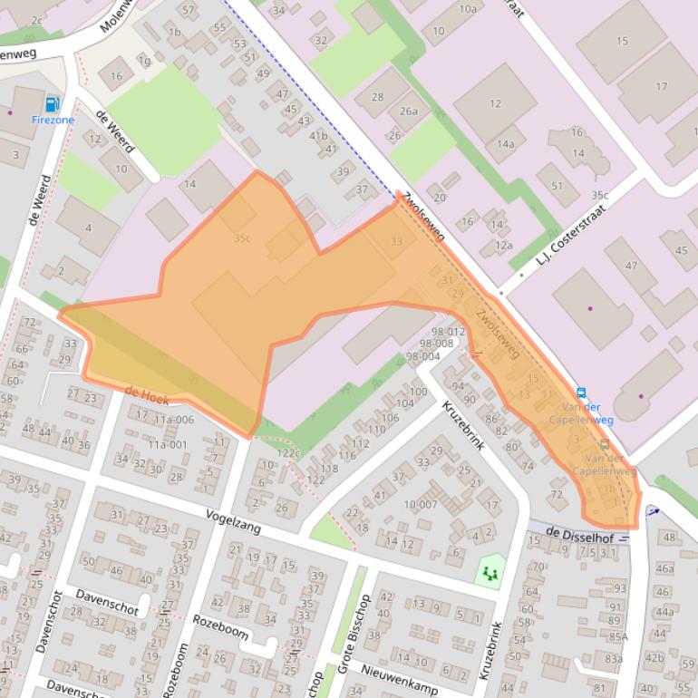 Kaart van postcodegebied 8141EB.