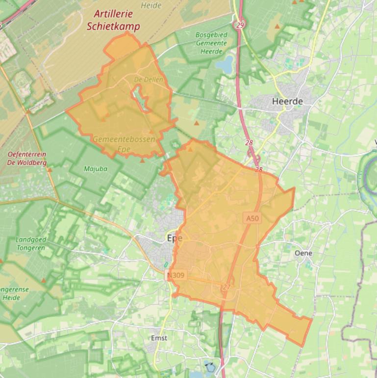 Kaart van postcodegebied 8161.