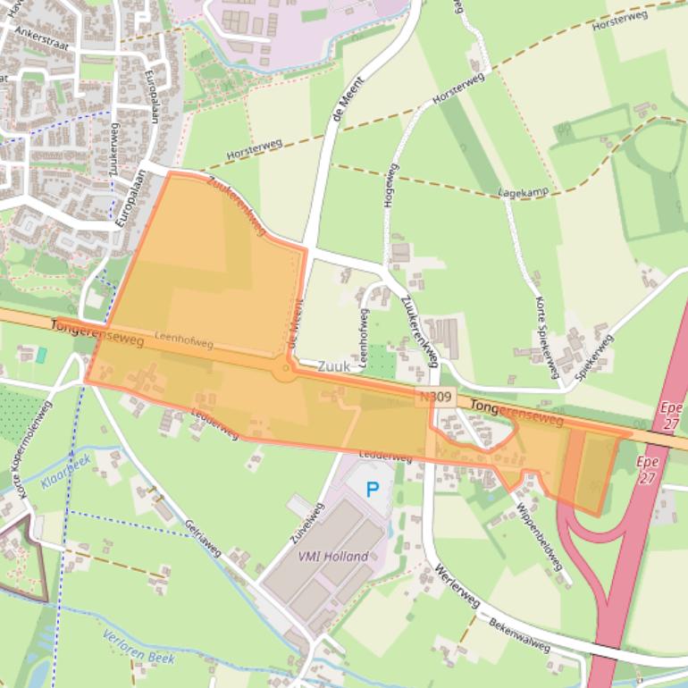 Kaart van postcodegebied 8161SZ.