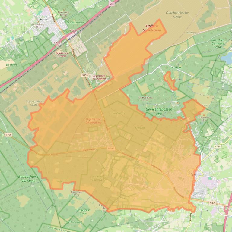 Kaart van postcodegebied 8162.