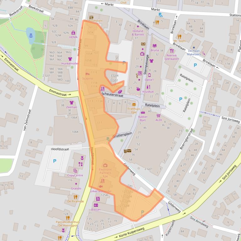 Kaart van postcodegebied 8162AD.