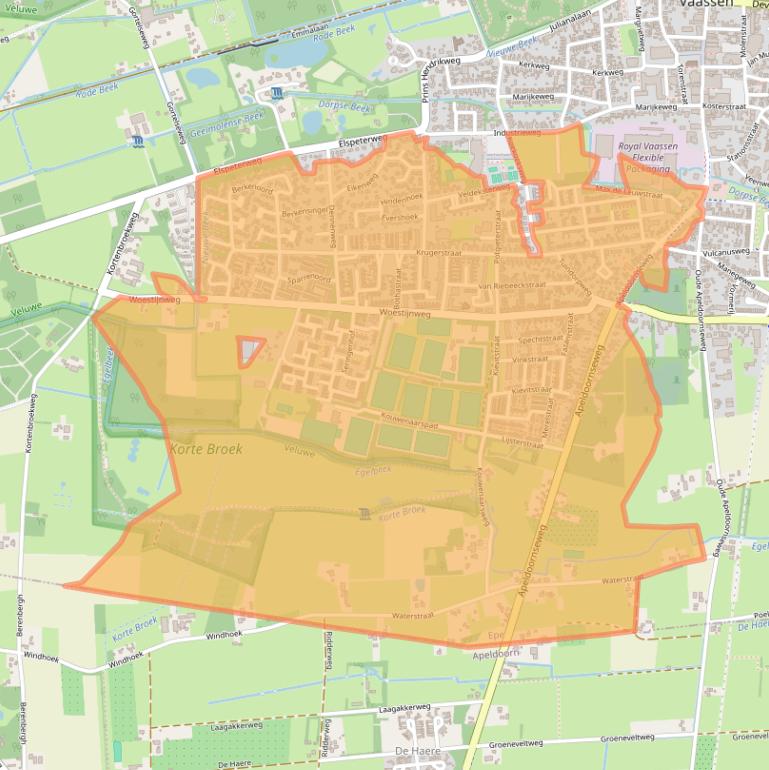 Kaart van postcodegebied 8172.