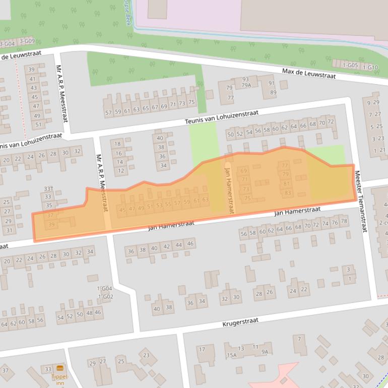 Kaart van postcodegebied 8172XJ.