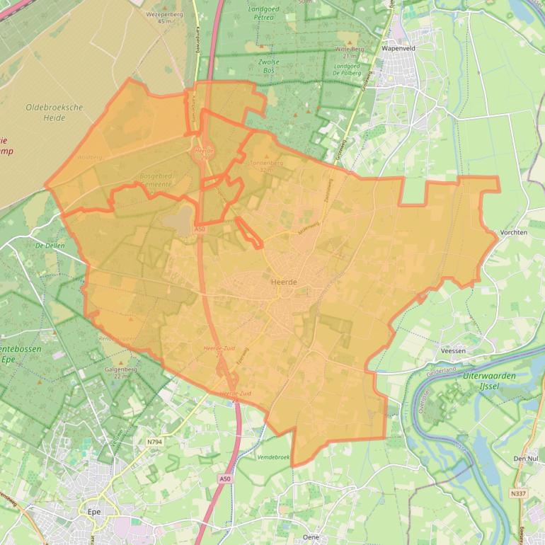 Kaartafbeelding, ingezoomd op postcodegebied 8181.