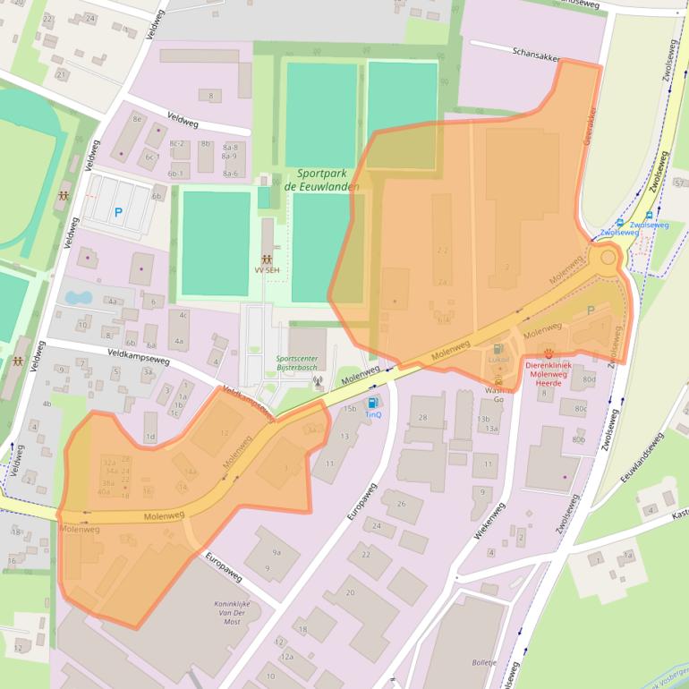 Kaart van postcodegebied 8181BJ.