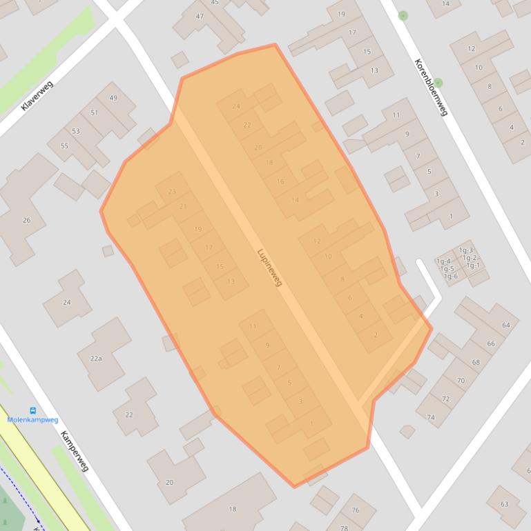 Kaart van postcodegebied 8181BW.