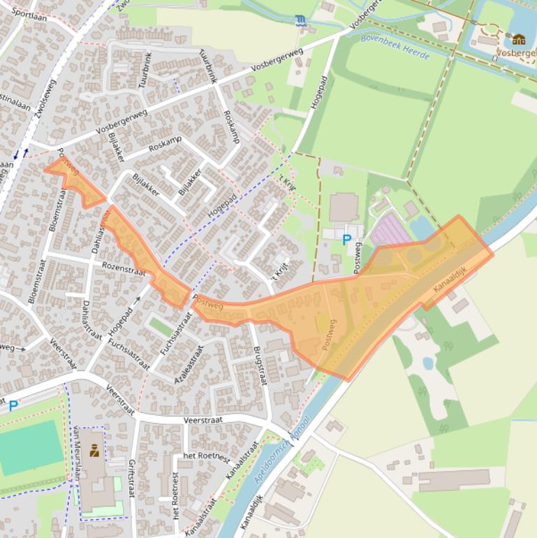 Kaart van postcodegebied 8181VJ.