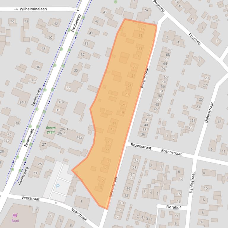 Kaart van postcodegebied 8181VR.