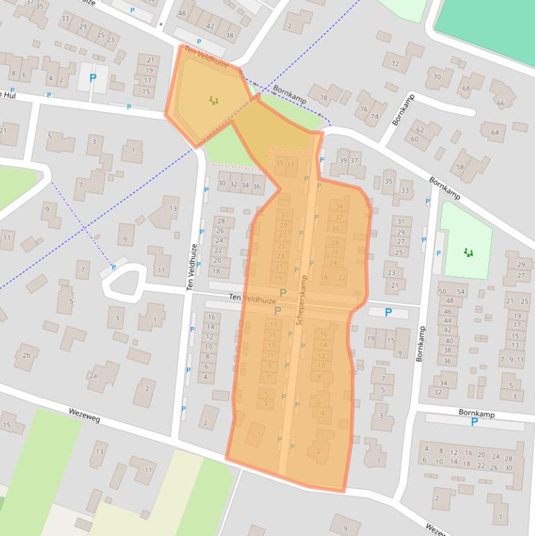 Kaart van postcodegebied 8181WX.