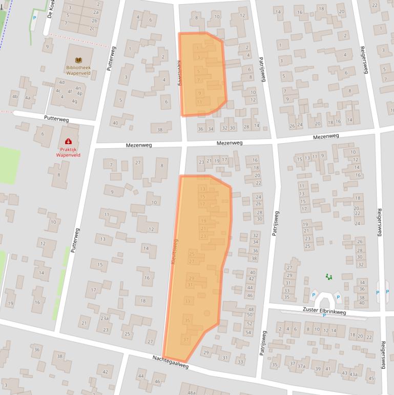 Kaart van postcodegebied 8191BE.