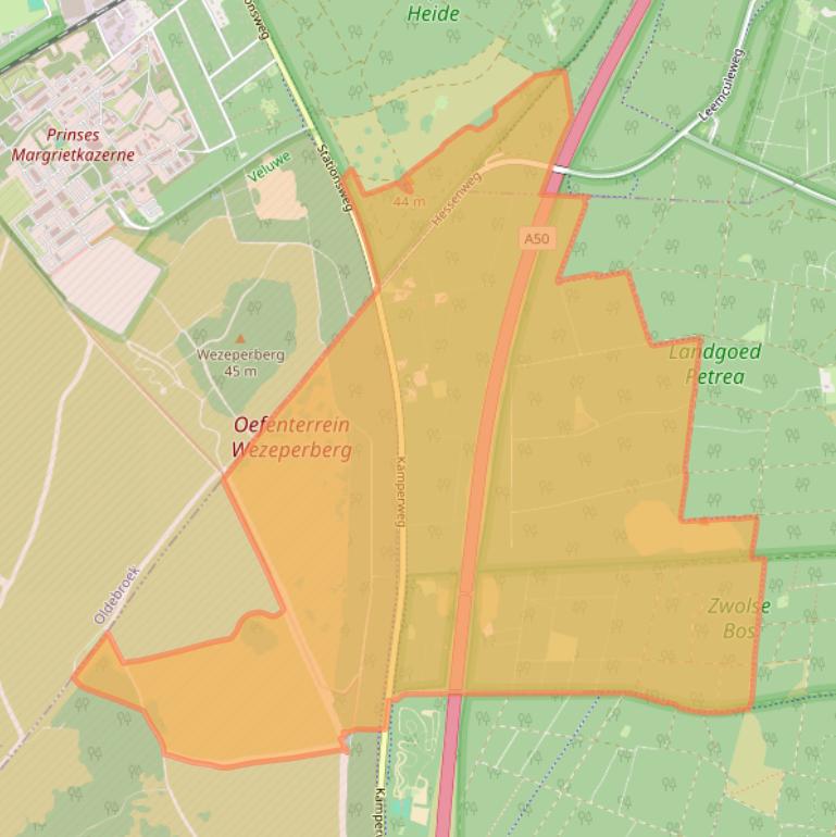 Kaart van postcodegebied 8191KC.