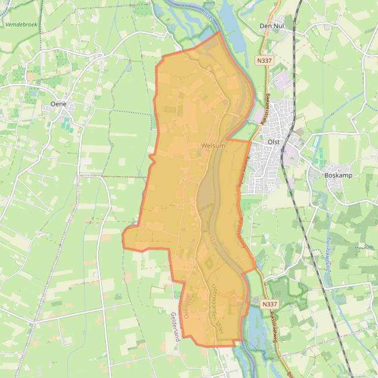 Kaartafbeelding, ingezoomd op postcodegebied 8196.