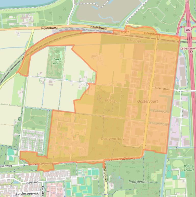 Kaart van postcodegebied 8211.