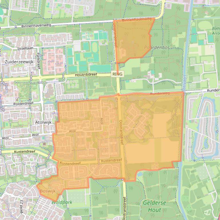 Kaart van postcodegebied 8212.