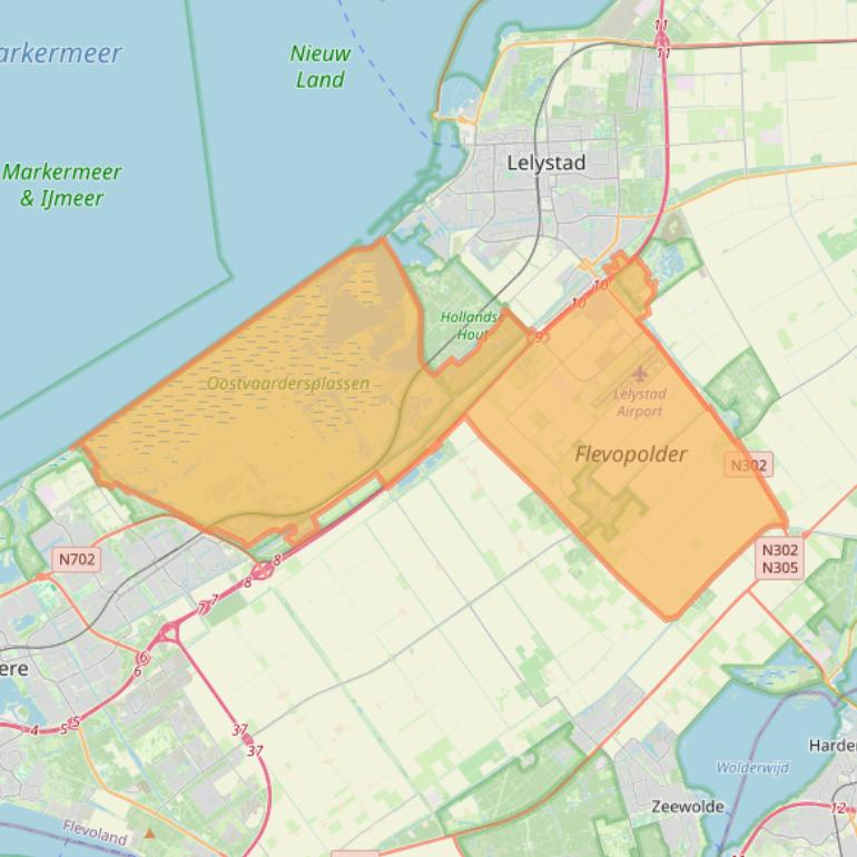 Kaart van postcodegebied 8218.