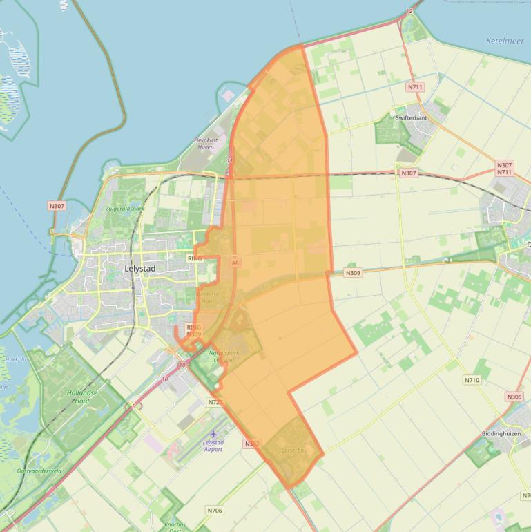 Kaart van postcodegebied 8219.