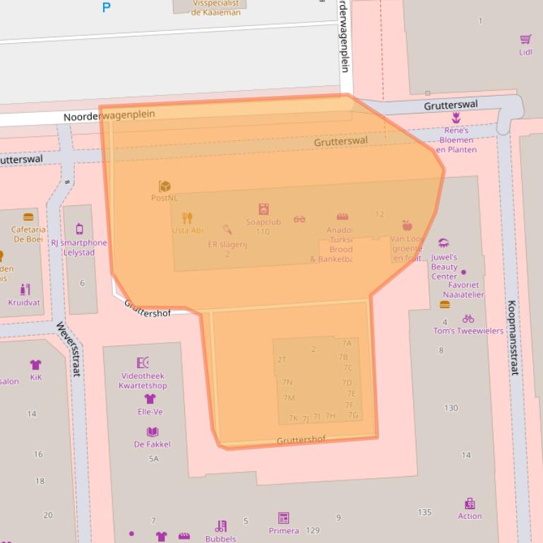 Kaart van postcodegebied 8223AE.