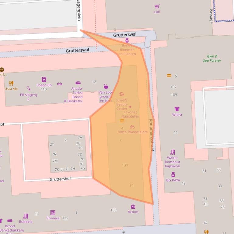 Kaart van postcodegebied 8223AG.