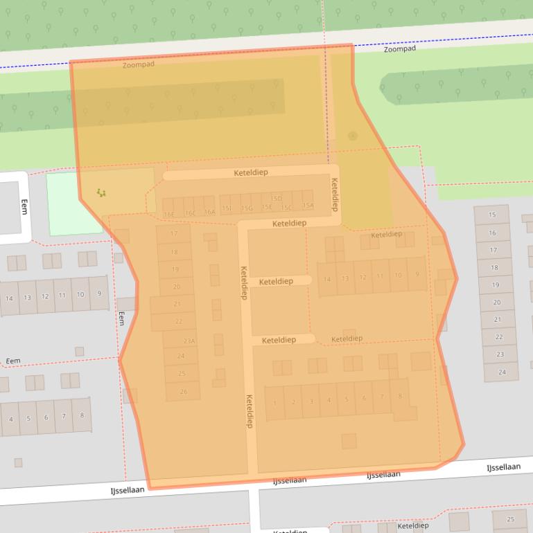 Kaart van postcodegebied 8223DH.