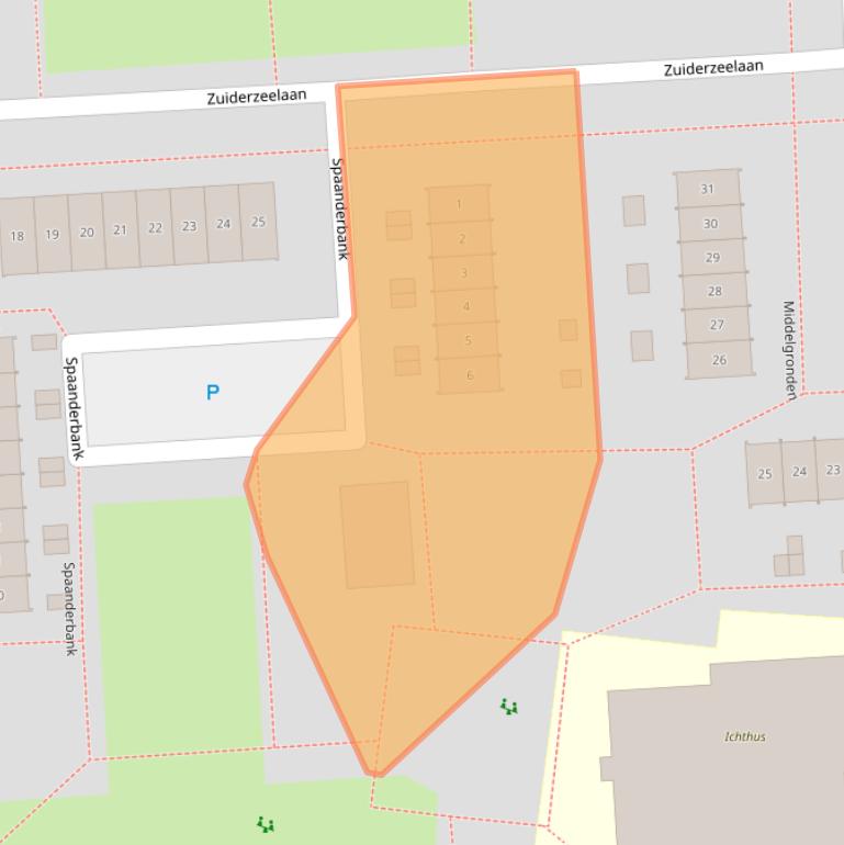 Kaart van postcodegebied 8223ZN.