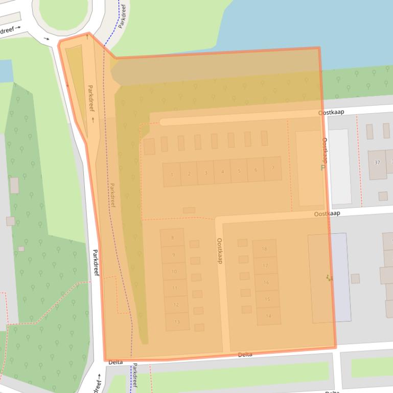 Kaart van postcodegebied 8224EJ.