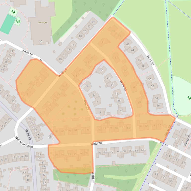 Kaart van postcodegebied 8225AV.